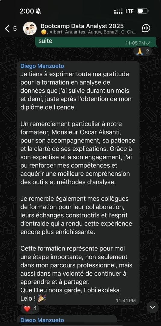 Capture d'écran d'un témoignage d'apprenant 2